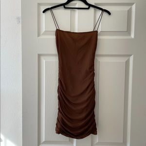 Brown ruched bodycon dress - superdown